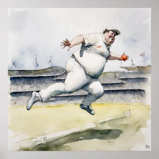 One Handed Catch - Archief Cricket Print (Voorkant)