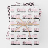 One Happy Babe Girls Pink First Birthday Inpakpapier Vel (In situ)