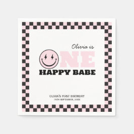 One Happy Babe Girls Roze 1e verjaardag servetten