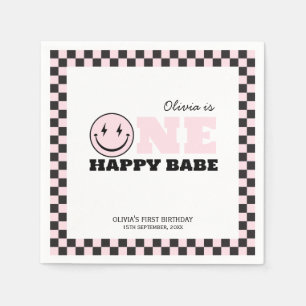 One Happy Babe Girls Roze 1e verjaardag servetten