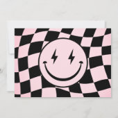 One Happy Babe Groovy Check Girl Foto Verjaardag Kaart (Achterkant)