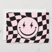 One Happy Babe Groovy Pink Check Foto Verjaardag Kaart (Achterkant)