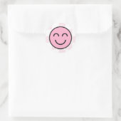 One Happy Babe Happy Face Pink Check Ronde Sticker (Tas)