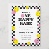 One Happy Babe Smiling Face 1e verjaardagsfeestje Kaart (Voorkant)