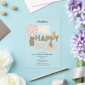 One Happy Bear Invite 1st First Birthday Cute Acryl Uitnodigingen (Insitu (Huwelijk))