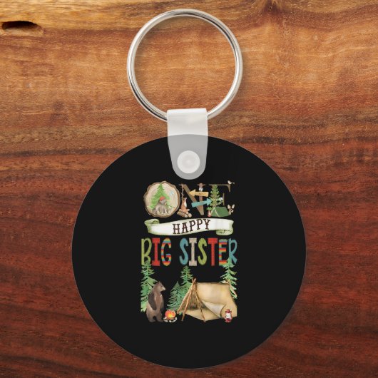 One Happy Big Sister Camper First Birthday Camng B Sleutelhanger (Voorkant)