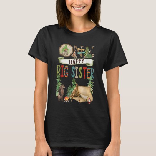 One Happy Big Sister Camper First Birthday Camng B T-shirt (Voorkant)