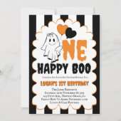 One Happy Boo Boy 1st Birthday Photo Party Kaart (Voorkant)