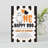 One Happy Boo Boy 1st Birthday Photo Party Kaart (Staand voorkant)