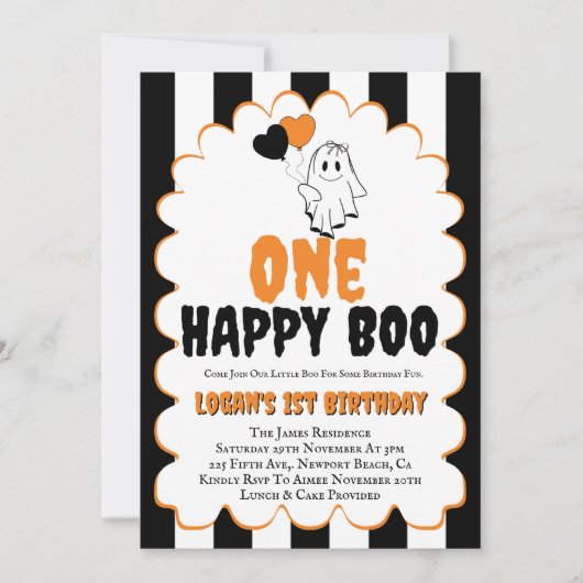 One Happy Boo Boy 1st Birthday Photo Party Kaart (Voorkant)