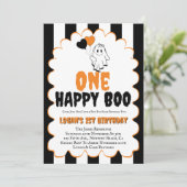 One Happy Boo Boy 1st Birthday Photo Party Kaart (Staand voorkant)