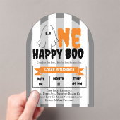 One Happy Boo Boy 1st Birthday Photo Party Uitnodi Acryl Uitnodigingen (Insitu (Draagbaar))