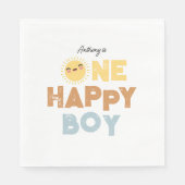 One Happy Boy Birthday Invite 1st Birthday Sun Servet (Voorkant)
