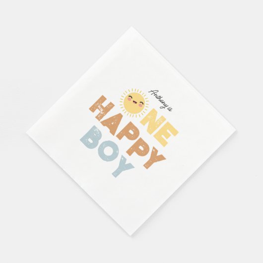 One Happy Boy Birthday Invite 1st Birthday Sun Servet (Hoek)