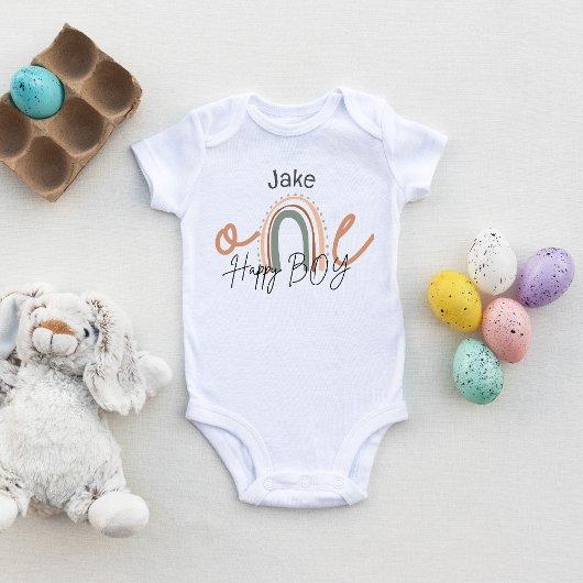 One Happy Boy – Rainbow 1st Birthday Gepersonalise Romper