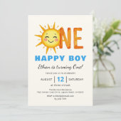 One Happy Boy Sunshine 1e verjaardag Kaart (Staand voorkant)