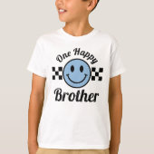 One Happy Brother Blue Smile 1e Verjaardag Matchin T-shirt (Voorkant)