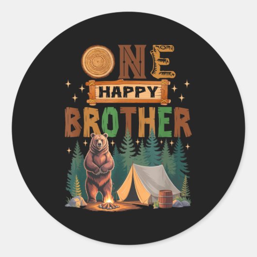 One Happy Brother Camper 1st Birthday Camng Bear  Ronde Sticker (Voorkant)