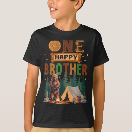 One Happy Brother Camper 1st Birthday Camng Bear  T-shirt (Voorkant)