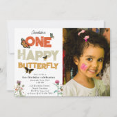 One Happy Butterfly 1st Wildflower Birthday Photo Kaart (Voorkant)