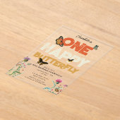 One Happy Butterfly Invite 1st Wildflower Birthday Acryl Uitnodigingen (Laagn)