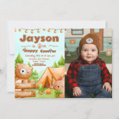 One Happy Camper - 1e verjaardag met foto Kaart (Voorkant)