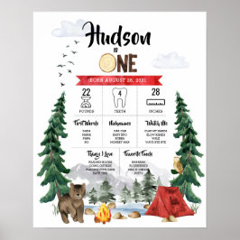 One Happy Camper 1e verjaardag mijlpaal chart Poster