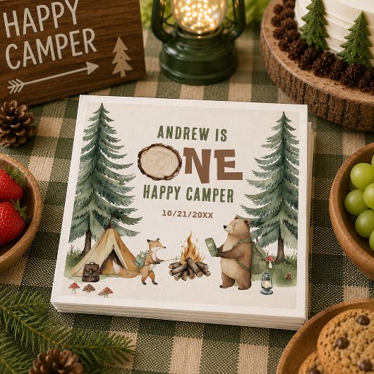 One Happy Camper 1e verjaardag servetten