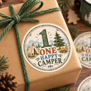 One Happy Camper 1e Verjaardag Sticker