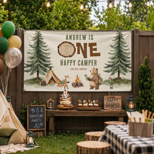 One Happy Camper 1e Verjaardag Vinyl Banner