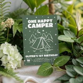 One Happy Camper 1e verjaardagsuitnodiging Kaart