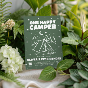 One Happy Camper 1e verjaardagsuitnodiging Kaart