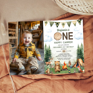 One Happy Camper 1st Birthday Foto Kaart