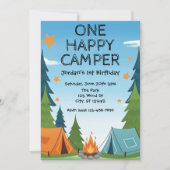 One Happy Camper, 1st birthday invitation Kaart (Voorkant)