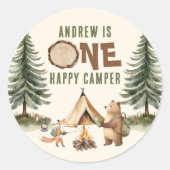 One Happy Camper 1st Birthday Stickers (Voorkant)