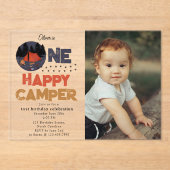 One Happy Camper 1st Summer Birthday Photo Acryl Uitnodigingen (Voorkant)