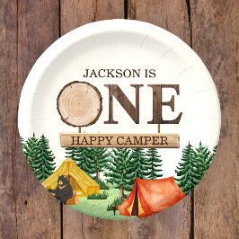 ONE Happy Camper 1st verjaardag Papieren Bordje
