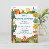 One Happy Camper, Animals 1e Verjaardag Kaart (Staand voorkant)