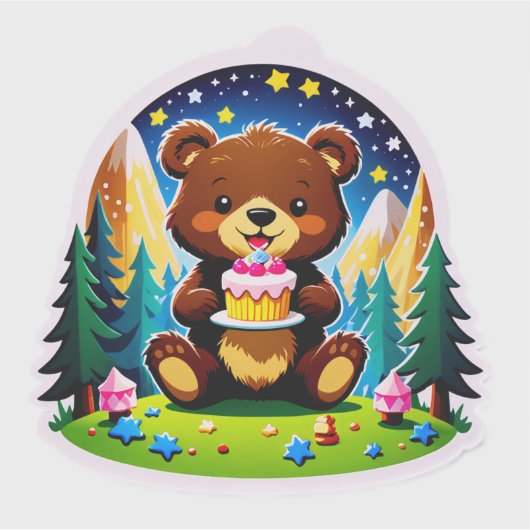 One Happy Camper – Bear Cub's 1st Birthday Adventu Sticker (Voorkant)