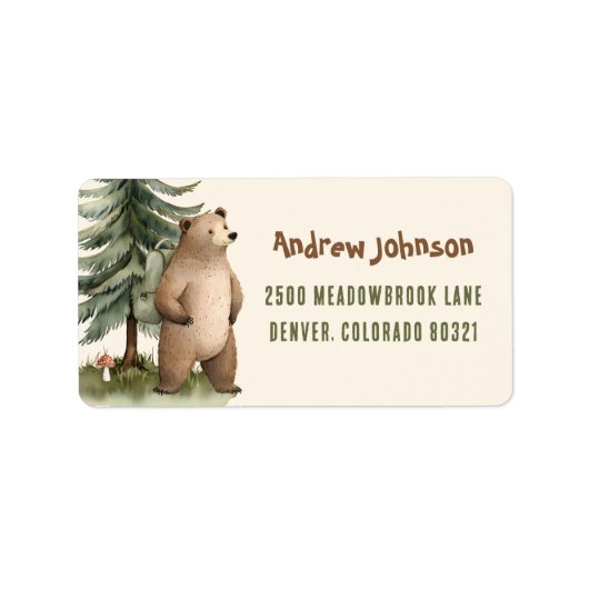 One Happy Camper Bear Return Address Labels (Voorkant)