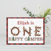One Happy Camper Beer 1e Verjaardag Foto Kaart (Staand voorkant)
