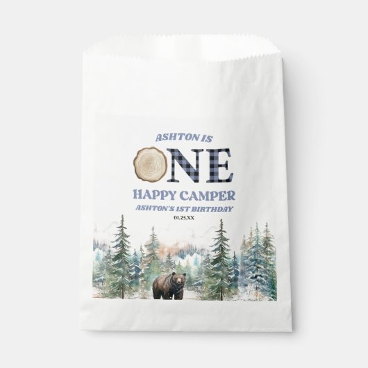 ONE Happy Camper Beer Blauw 1e Verjaardagsfeestje Bedankzakje (Voorkant)