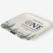 ONE Happy Camper Beer Blauw 1e Verjaardagsfeestje Papieren Bordje (Gebogen)