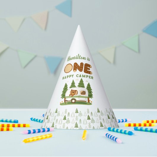 One Happy Camper Beer Party Pet Feesthoedjes