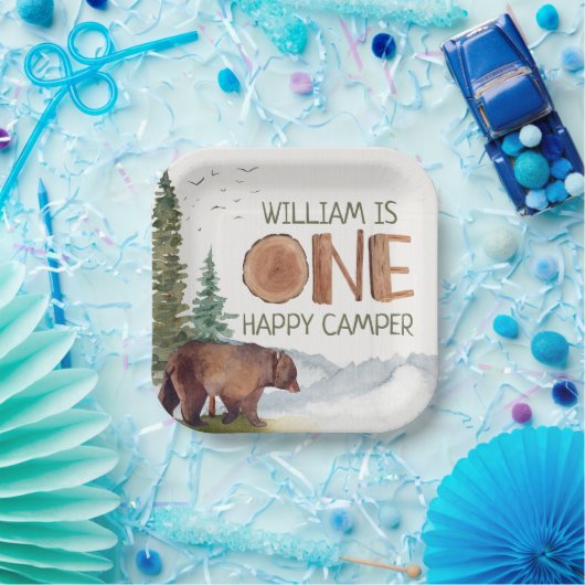 One Happy Camper Beer Verjaardag Papieren Bordje (Feest)