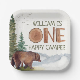 One Happy Camper Beer Verjaardag Papieren Bordje