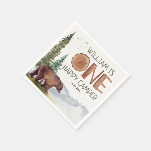 One Happy Camper Beer Verjaardag Servet (Hoek)