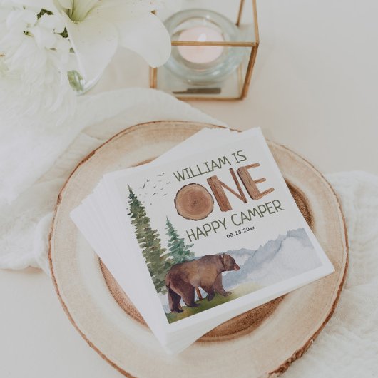One Happy Camper Beer Verjaardag Servet