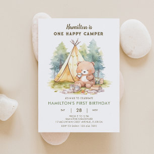 One Happy Camper Beer Verjaardagsuitnodiging 2 Kaart