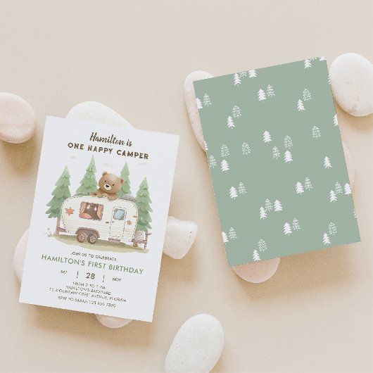 One Happy Camper Beer Verjaardagsuitnodiging 3 Kaart
